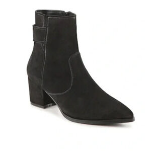 VanEli Boots Women's 9.5 Black Heel Booties Leather Suede Comfort Van Eli Riding